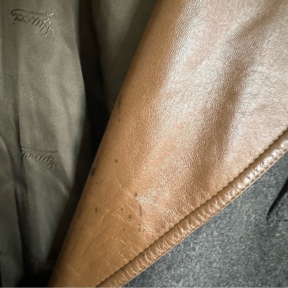 Vintage Gucci Wool blazer Leather Trim 48 Dolman Sleeve - Picture 4 of 15